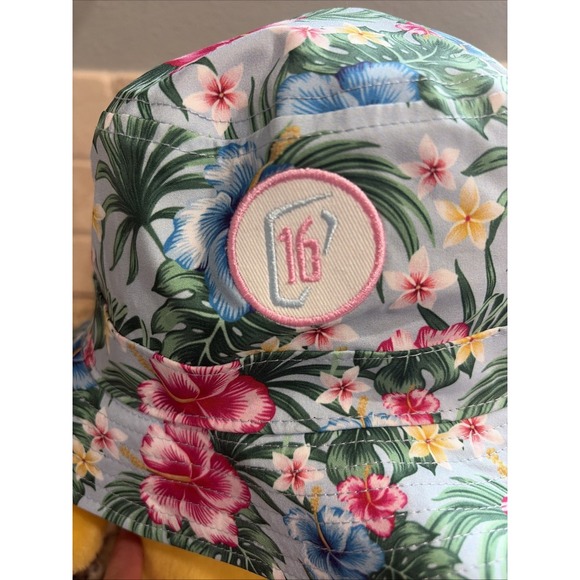 PUKKA Blue Hawaiian Tropical Palm Floral Flower Bucket Hat Accessory Adult S/M - Picture 4 of 11